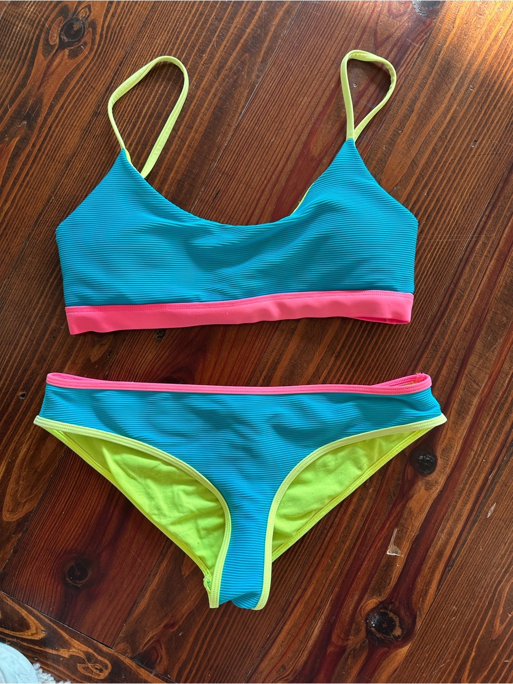 Body Glove Turquoise Bikini with Pink & Neon Yellow Trim